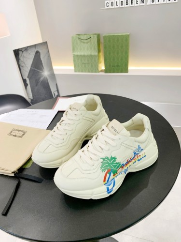 Gucci Women Shoes Women's Rhyton Gucci logo leather sneaker Luxury Brand with Original Box