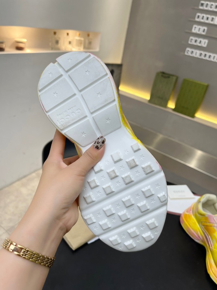 Gucci Women Shoes Women's Rhyton Gucci logo leather sneaker Luxury Brand with Original Box