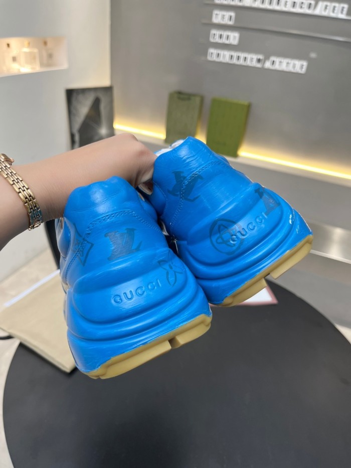 Gucci Women Shoes Women's Rhyton Gucci logo leather sneaker Luxury Brand with Original Box