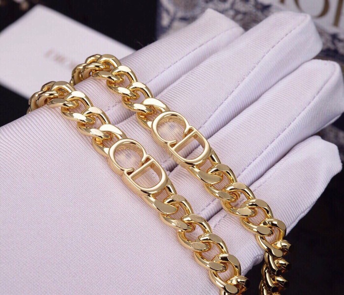 Dior Luxury Womens Necklace Choker PETIT CD CHOKER NECKLACE Gold-Finish Metal with Original Box N1296PTCMT_D300