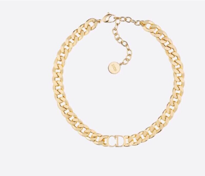Dior Luxury Womens Necklace Choker PETIT CD CHOKER NECKLACE Gold-Finish Metal with Original Box N1296PTCMT_D300