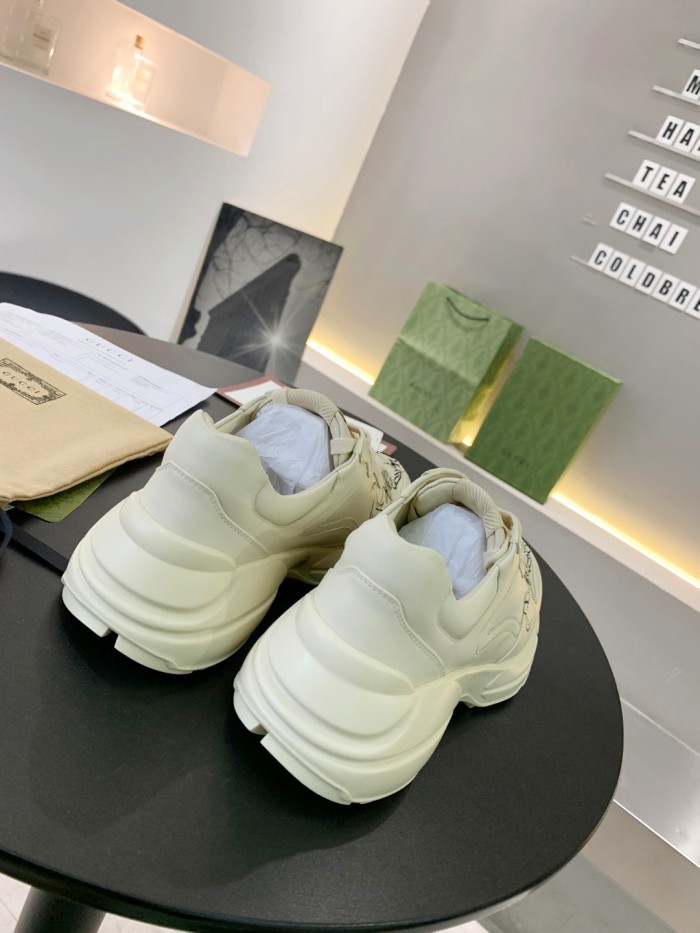 Gucci Women Shoes Women's Rhyton Gucci logo leather sneaker Luxury Brand with Original Box