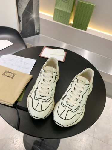 Gucci Women Shoes Women's Rhyton Gucci logo leather sneaker Luxury Brand with Original Box