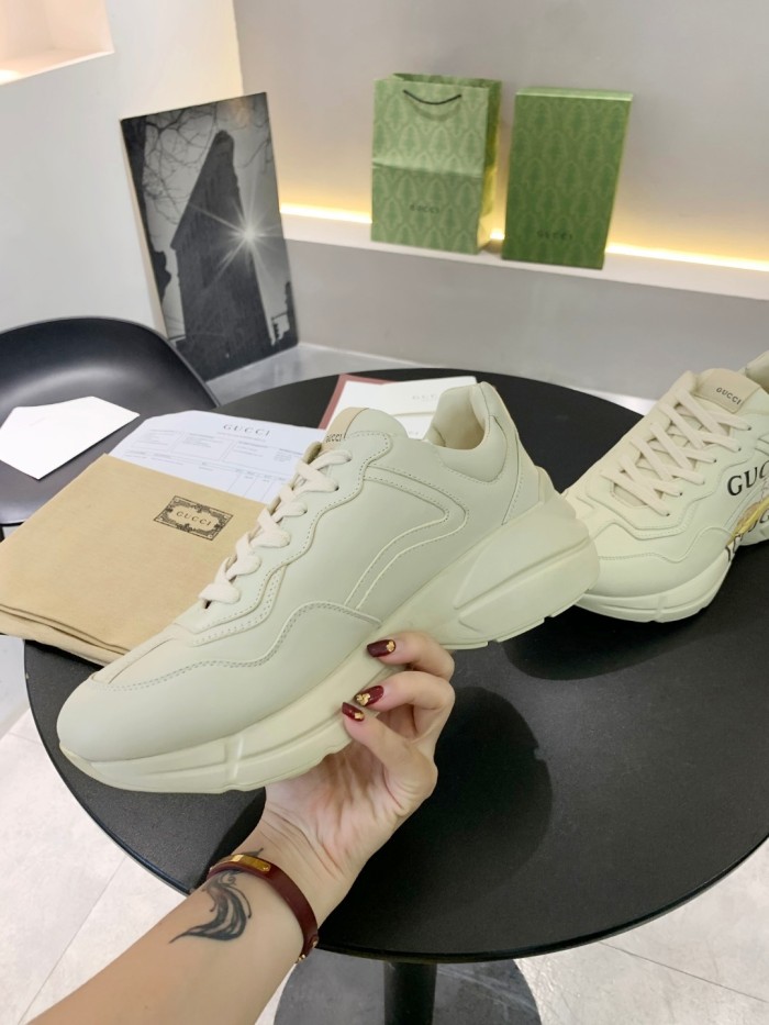 Gucci Women Shoes Women's Rhyton Gucci logo leather sneaker Luxury Brand with Original Box