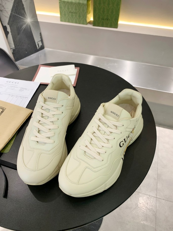 Gucci Women Shoes Women's Rhyton Gucci logo leather sneaker Luxury Brand with Original Box
