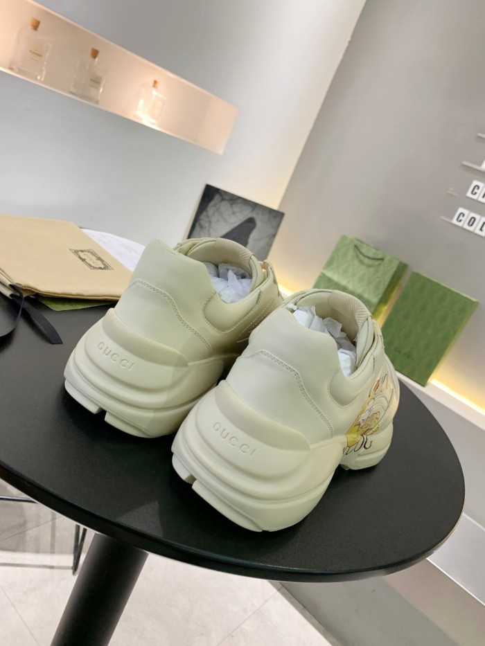 Gucci Women Shoes Women's Rhyton Gucci logo leather sneaker Luxury Brand with Original Box