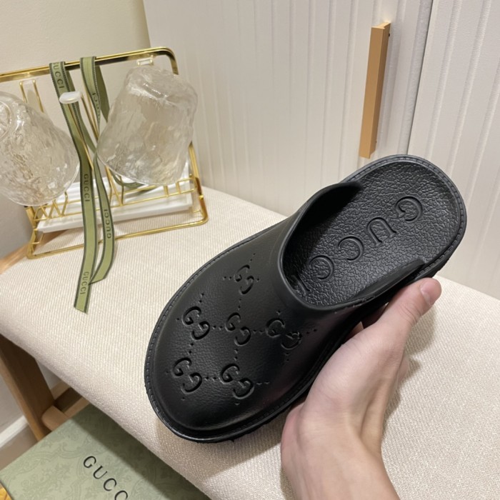 Gucci Womens Shoes Sandals Slides Slippers Luxury Brand Women's platform perforated G sandal ‎663577 JFB00 1000 with Original Box
