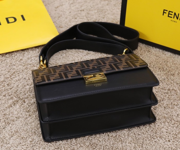 Fendi Womens Bags Shoulder Bags Handbags Luxury Brand FENDI Kan U leather bag with Original Box