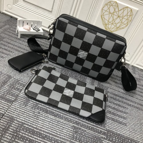 Louis Vuitton Mens Shoulder Bags Luxury Brand Fashion Type TRIO MESSENGER Monogram Shadow leather with Original Box N80401
