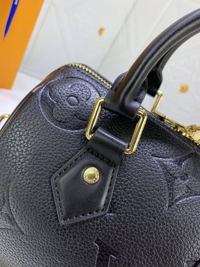 Louis Vuitton Womens Bags Luxury Brand Fashion Type Louis Vuitton SPEEDY BANDOULIÈRE 20 Black Embossed grained cowhide leather with Original Box M58953