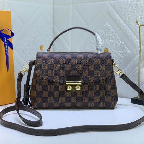 Louis Vuitton Womens Bags Handbags Luxury Brand CROISETTE N53000 Damier Ebene coated canvas with Original Box