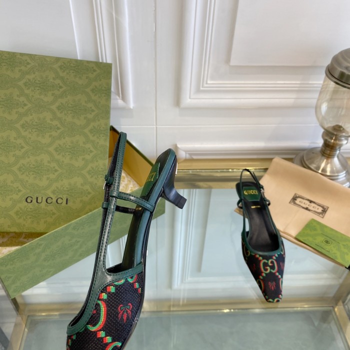 Gucci Womens Shoes Slingback Pumps Heel Luxury Brand Wedding Fashion Shoes for Women with Original Box