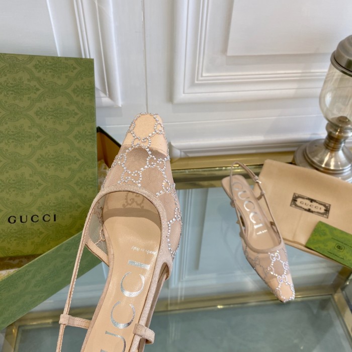 Gucci Womens Shoes Slingback Pumps Heel Luxury Brand Wedding Fashion Shoes for Women with Original Box