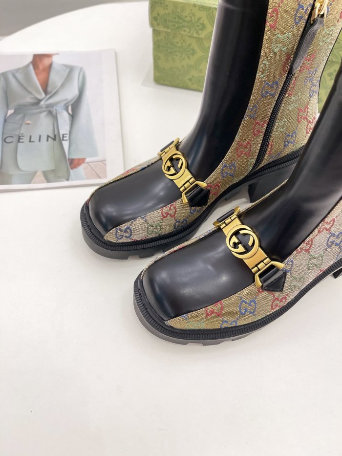 Gucci Women Shoes Boots Luxury Brand Fashion Women's ankle boot with Double G with Original Box 678984 17K40 1284