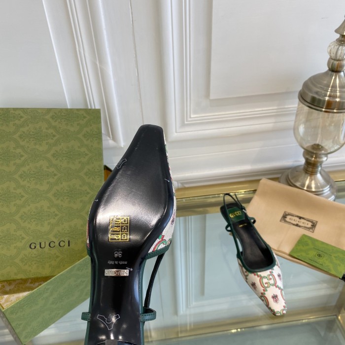 Gucci Womens Shoes Slingback Pumps Heel Luxury Brand Wedding Fashion Shoes for Women with Original Box