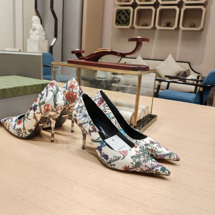 Gucci x Balenciaga Womens Shoes Slingback Pumps High Heel Luxury Brand Wedding Fashion Shoes for Women with Original Box