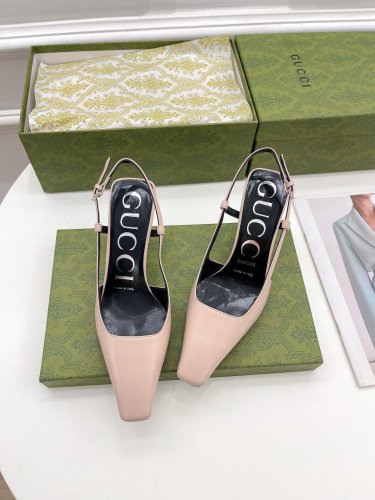 Gucci Womens Shoes Slingback Pumps 7.5cm Heel Luxury Brand Wedding Fashion Shoes for Women with Original Box