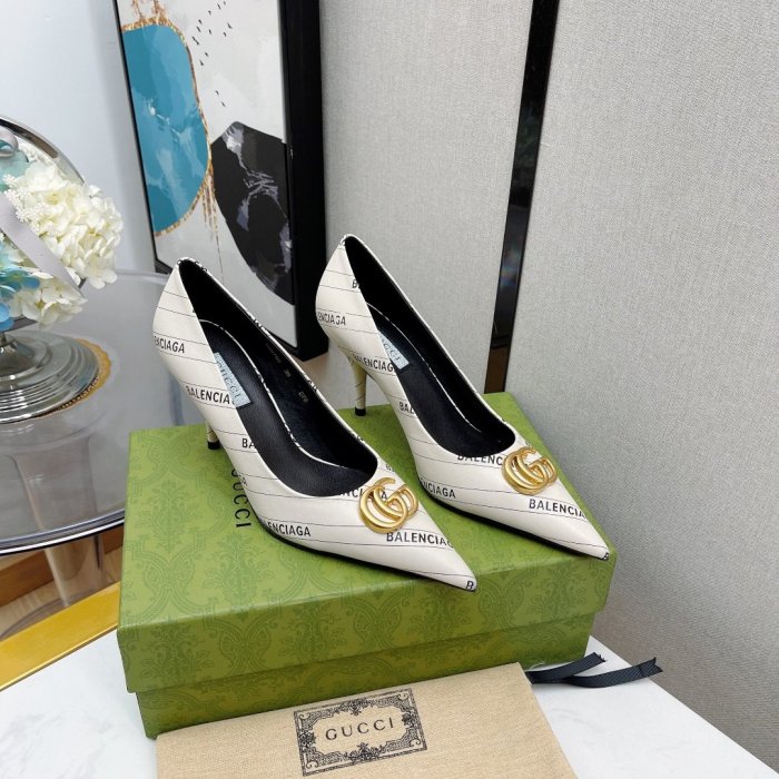 Gucci Womens Shoes Slingback Pumps 8cm Heel Luxury Brand Wedding Fashion Shoes for Women with Original Box