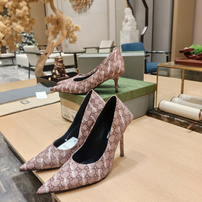 Gucci x Balenciaga Womens Shoes Slingback Pumps High Heel Luxury Brand Wedding Fashion Shoes for Women with Original Box