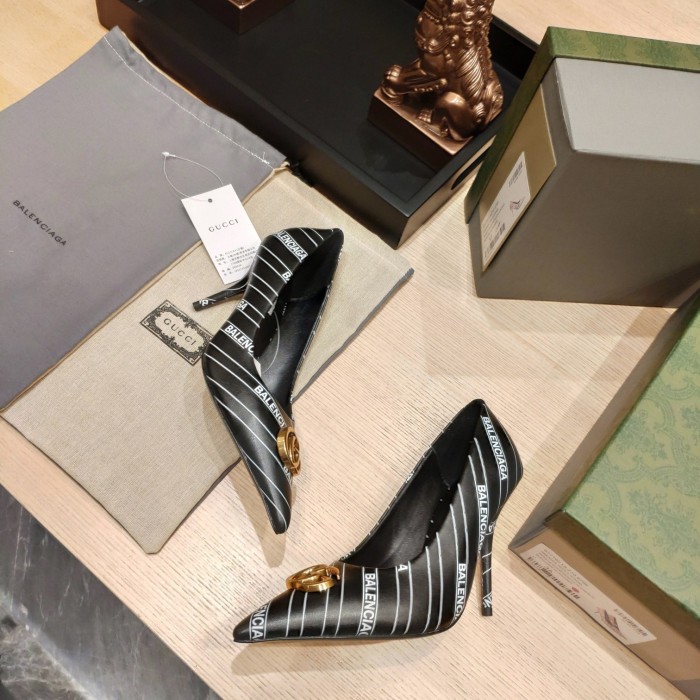 Gucci x Balenciaga Womens Shoes Slingback Pumps High Heel Luxury Brand Wedding Fashion Shoes for Women with Original Box