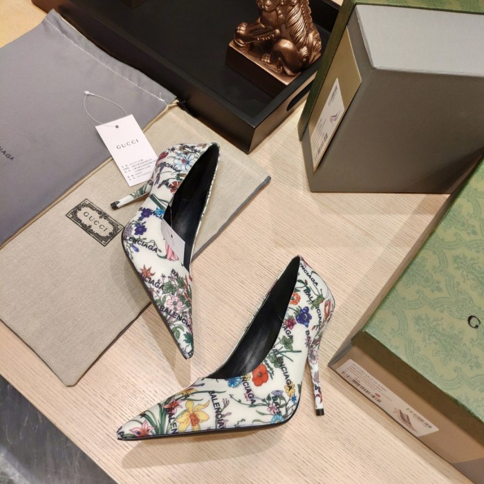 Gucci x Balenciaga Womens Shoes Slingback Pumps High Heel Luxury Brand Wedding Fashion Shoes for Women with Original Box
