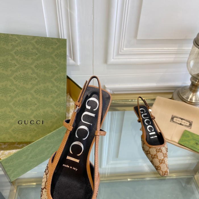 Gucci Womens Shoes Slingback Pumps Heel Luxury Brand Wedding Fashion Shoes for Women with Original Box
