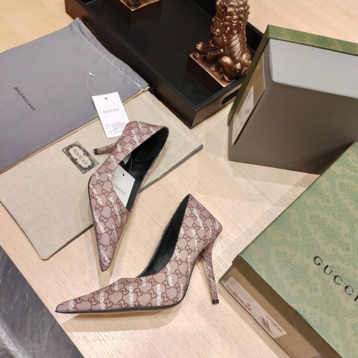 Gucci x Balenciaga Womens Shoes Slingback Pumps High Heel Luxury Brand Wedding Fashion Shoes for Women with Original Box