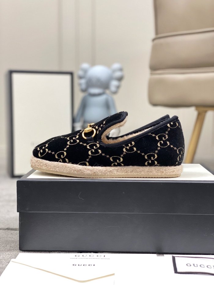 Gucci Womens Shoes Casual Loafers Design Luxury Brand Leather Princetown with Original Box