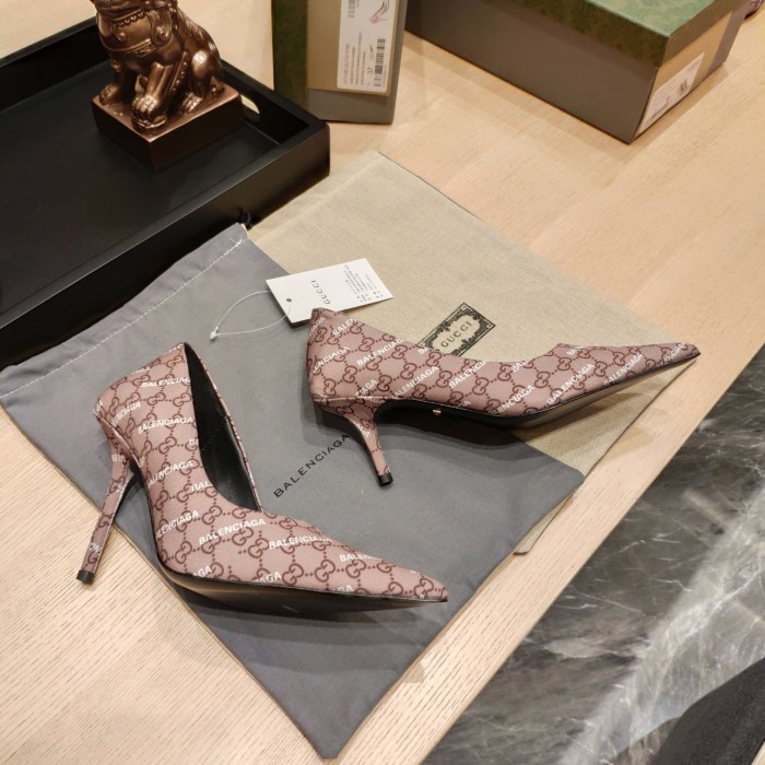 Gucci x Balenciaga Womens Shoes Slingback Pumps High Heel Luxury Brand Wedding Fashion Shoes for Women with Original Box