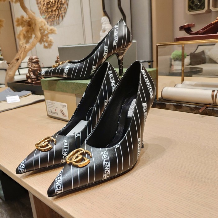 Gucci x Balenciaga Womens Shoes Slingback Pumps High Heel Luxury Brand Wedding Fashion Shoes for Women with Original Box