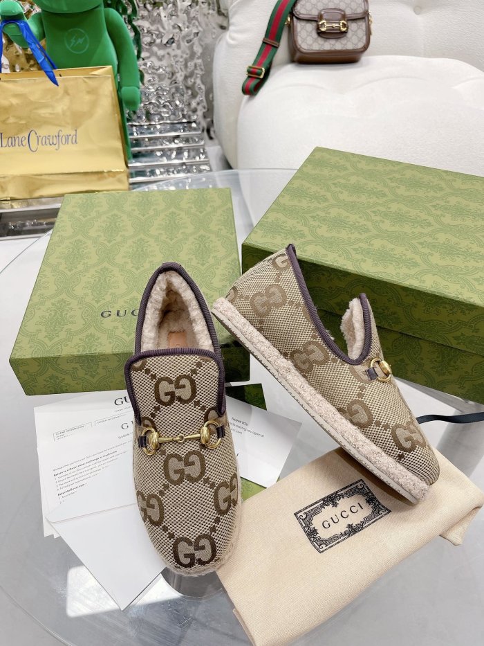 Gucci Womens Shoes Casual Loafers Design Luxury Brand Leather Princetown with Original Box