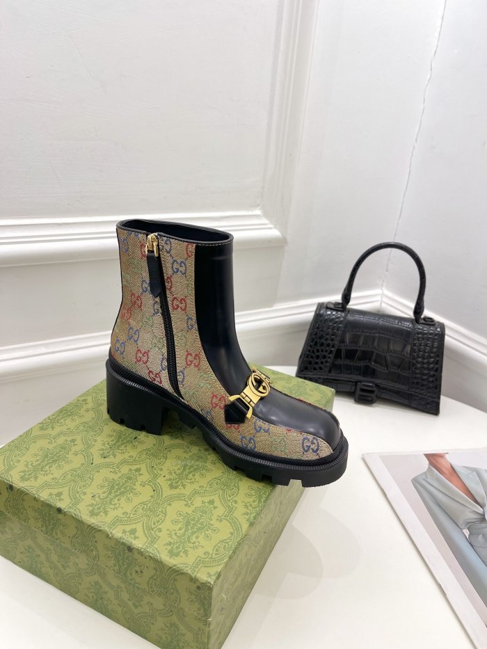 Gucci Women Shoes Boots Luxury Brand Fashion Women's ankle boot with Double G with Original Box 678984 17K40 1284