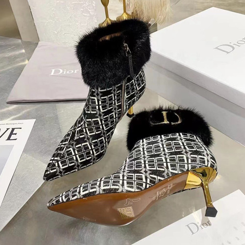 Dior Women Shoes Boots Luxury Brand Design Ankle Boots Length Fashion Type 7cm Heel  with Original Box