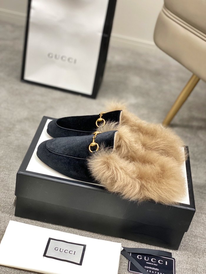 Gucci Womens Shoes Casual Loafers Design Luxury Brand Leather Princetown with Original Box