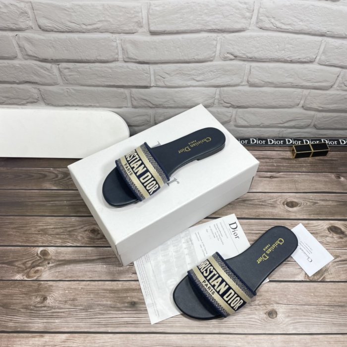Dior Women Shoes Mule DWAY SLIDE Luxury Brand Womens Sandals Slippers with Original Box