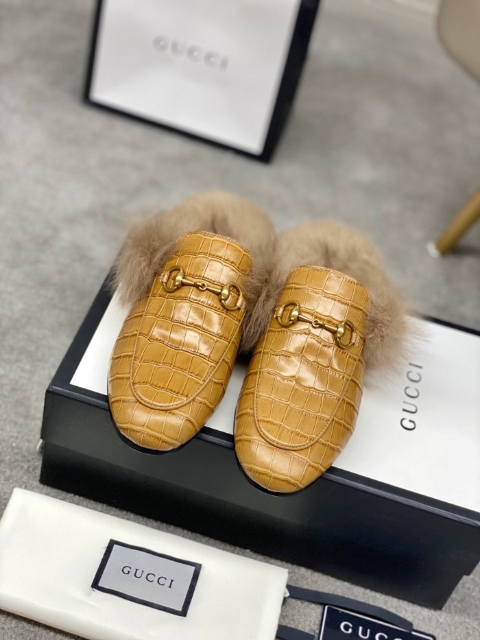 Gucci Womens Shoes Casual Loafers Design Luxury Brand Leather Princetown with Original Box