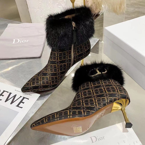 Dior Women Shoes Boots Luxury Brand Design Ankle Boots Length Fashion Type 7cm Heel  with Original Box
