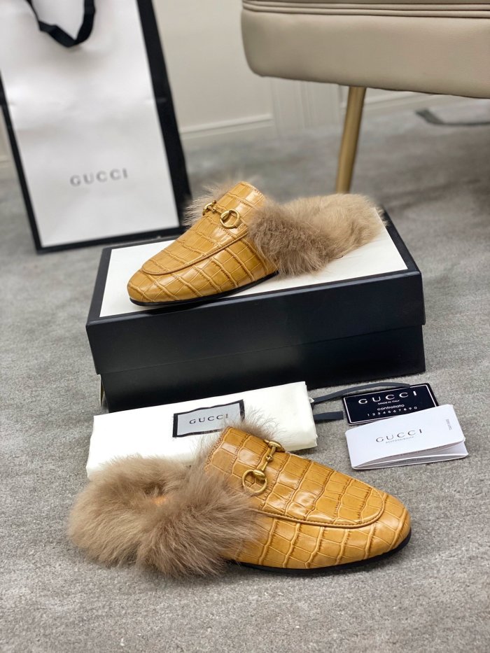 Gucci Womens Shoes Casual Loafers Design Luxury Brand Leather Princetown with Original Box