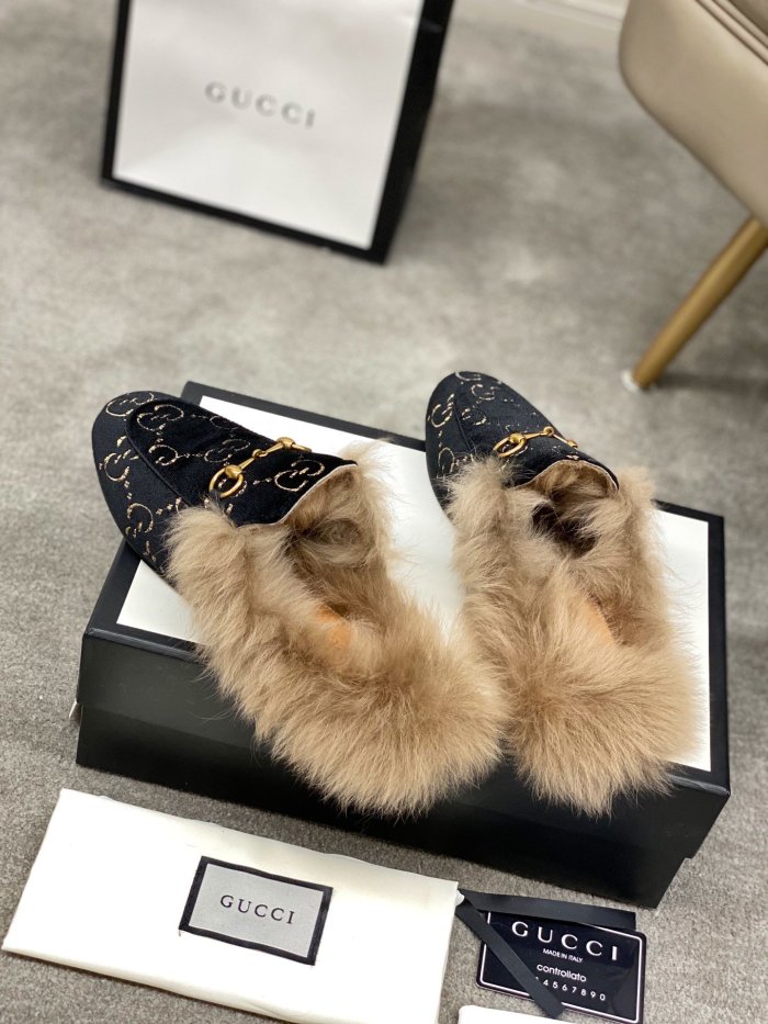 Gucci Womens Shoes Casual Loafers Design Luxury Brand Leather Princetown with Original Box