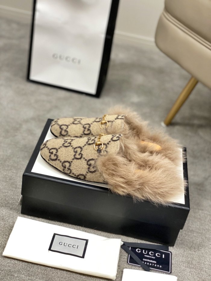 Gucci Womens Shoes Casual Loafers Design Luxury Brand Leather Princetown with Original Box