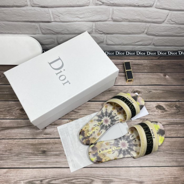 Dior Women Shoes Mule DWAY SLIDE Luxury Brand Womens Sandals Slippers with Original Box