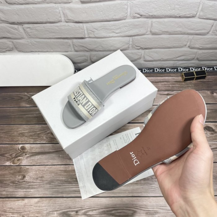 Dior Women Shoes Mule DWAY SLIDE Luxury Brand Womens Sandals Slippers with Original Box