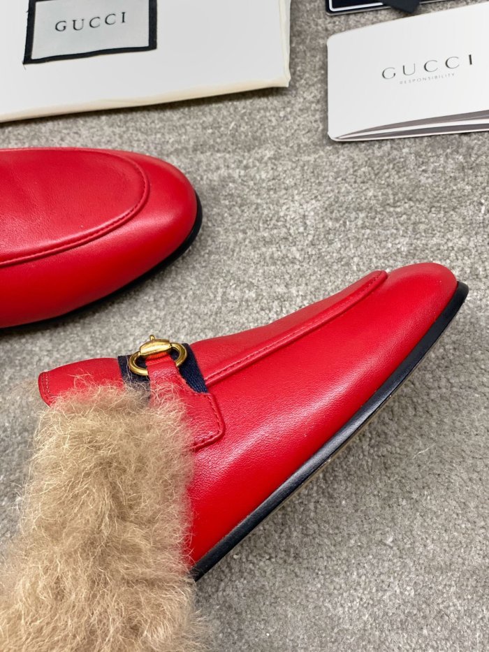 Gucci Womens Shoes Casual Loafers Design Luxury Brand Leather Princetown with Original Box