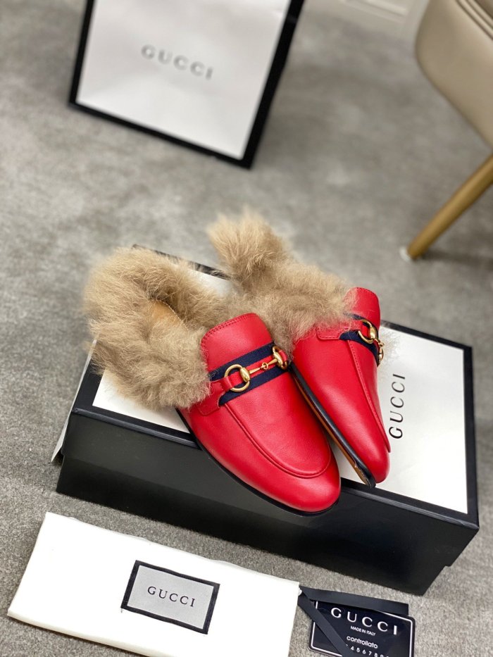 Gucci Womens Shoes Casual Loafers Design Luxury Brand Leather Princetown with Original Box