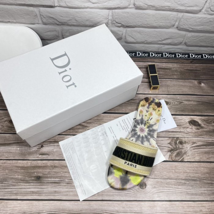 Dior Women Shoes Mule DWAY SLIDE Luxury Brand Womens Sandals Slippers with Original Box