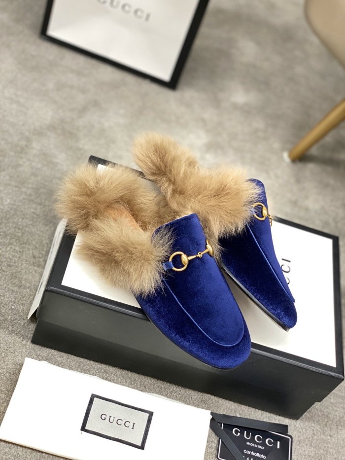 Gucci Womens Shoes Casual Loafers Design Luxury Brand Leather Princetown with Original Box