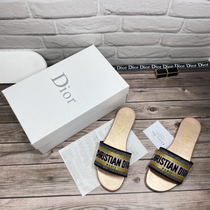 Dior Women Shoes Mule DWAY SLIDE Luxury Brand Womens Sandals Slippers with Original Box