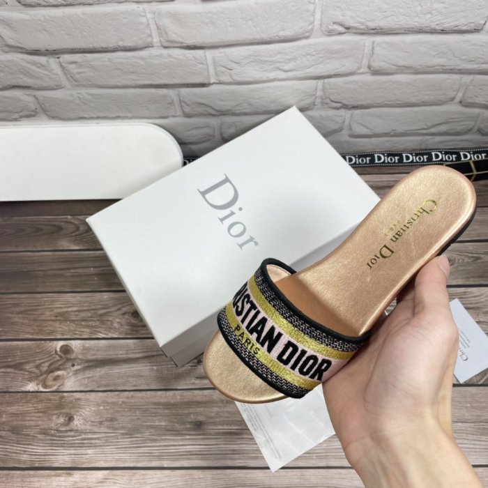 Dior Women Shoes Mule DWAY SLIDE Luxury Brand Womens Sandals Slippers with Original Box