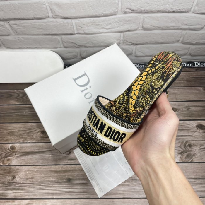 Dior Women Shoes Mule DWAY SLIDE Luxury Brand Womens Sandals Slippers with Original Box