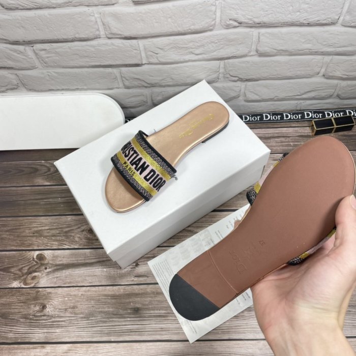 Dior Women Shoes Mule DWAY SLIDE Luxury Brand Womens Sandals Slippers with Original Box